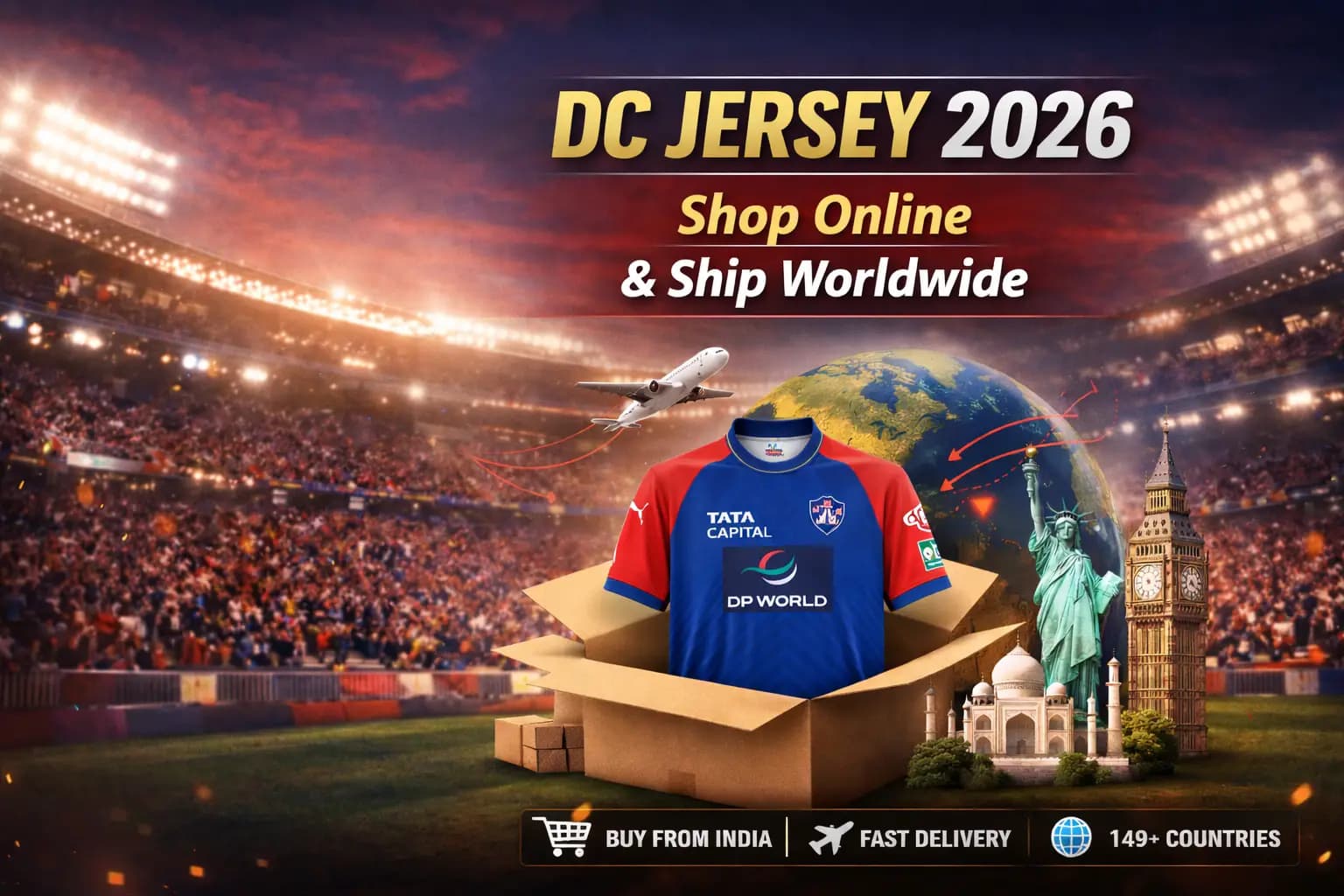 Delhi Capitals IPL Jersey import from India to Worldwide