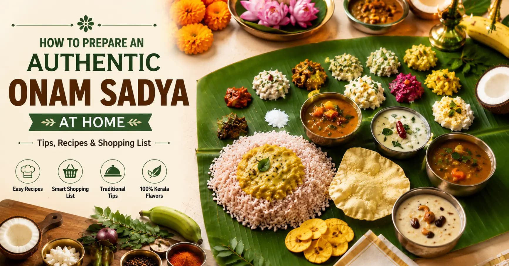 How to Prepare an Authentic Onam Sadya at Home: Tips, Recipes & Shopping List for 2026